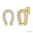 1 10 Ctw Horseshoe Charm Round Cut Diamond Petite Earring in 10K Yellow Gold Cheap