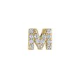 Gold Finish Sterling Silver Micropave M Initial Charm with Simulated Diamonds Hot on Sale