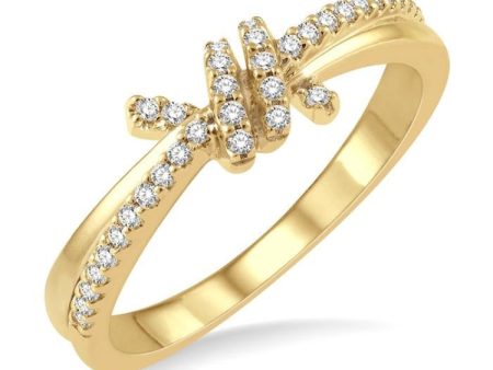 1 6 Ctw Love Knot Round Cut Diamond Crisscross Fashion Ring in 10K Yellow Gold Sale