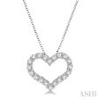 1 2 Ctw Heart Shape Round Cut Diamond Pendant With Chain in 14K White Gold Cheap