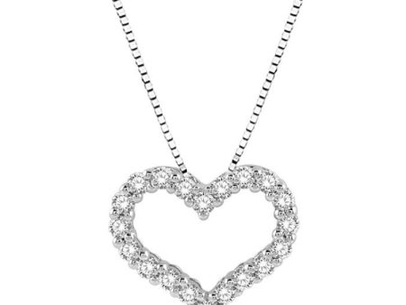 1 2 Ctw Heart Shape Round Cut Diamond Pendant With Chain in 14K White Gold Cheap