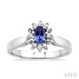 5x3mm Oval Cut Tanzanite and 1 10 Ctw Round Cut Diamond Ring in 10K White Gold Cheap