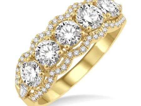 1 1 2 Ctw Baguette and Round Cut Diamond Fashion Ring in 14K Yellow Gold Cheap