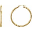 14K Yellow 40 mm Tube Hoop Earrings For Discount