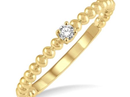 1 20 Ctw Ball Bead Shank Round Cut Diamond Petite Promise Ring in 10K Yellow Gold Fashion