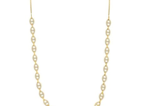 1 1 2 Ctw Divided Open Link Round Cut Diamond Necklace in 14K Yellow Gold Cheap