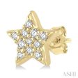 1 10 Ctw Star & Crescent Mix Round Cut Diamond Petite Fashion Earring in 10K Yellow Gold Online Hot Sale