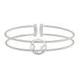 Rhodium Finish Sterling Silver Cable Cuff Constellation Bracelet with Simulated Diamonds - Aquarius Online Sale