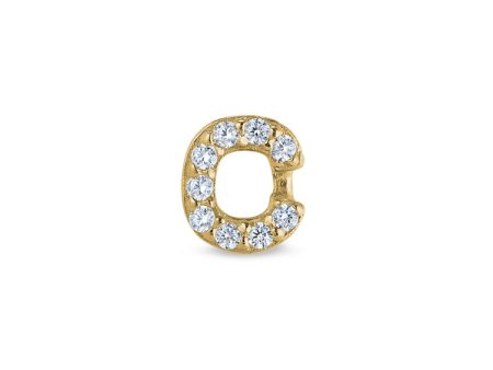 Gold Finish Sterling Silver Micropave C Initial Charm with Simulated Diamonds Sale