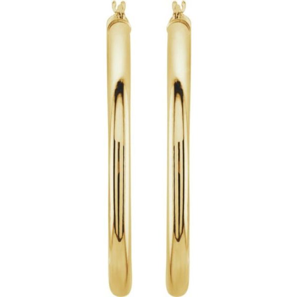 14K Yellow 40 mm Tube Hoop Earrings For Discount