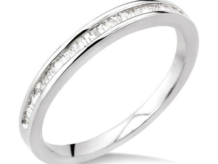 1 4 Ctw Channel Set Baguette Cut Diamond Wedding Band in 14K White Gold Discount