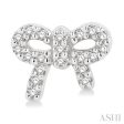 1 8 Ctw Bow Tie Round Cut Diamond Petite Fashion Earring in 10K White Gold Online Sale