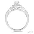 5 8 ctw Lattice Shank Oval and Round Cut Diamond Ladies Engagement Ring with 3 8 Ct Oval Cut Center Stone in 14K White Gold Hot on Sale