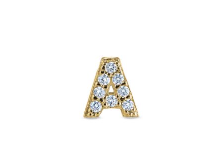 Gold Finish Sterling Silver Micropave A Initial Charm with Simulated Diamonds on Sale