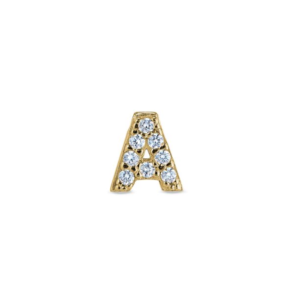 Gold Finish Sterling Silver Micropave A Initial Charm with Simulated Diamonds on Sale