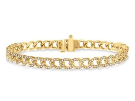 1 1 2 Ctw Round Cut Diamond Curb Bracelet in 14K Yellow Gold For Discount