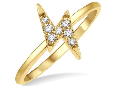 1 10 Ctw Lightning Bolt Round Cut Diamond Petite Fashion Ring in 10K Yellow Gold Online Hot Sale