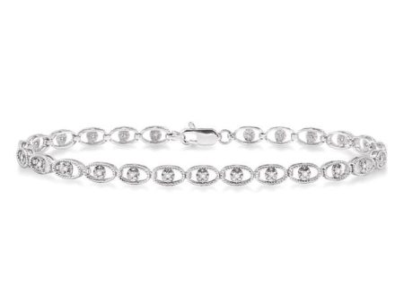 1 4 Ctw Oval Shape Single Cut Diamond Link Bracelet in 10K White Gold For Cheap