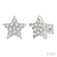 1 10 Ctw Star Round Cut Diamond Petite Fashion Earring in 10K White Gold For Cheap