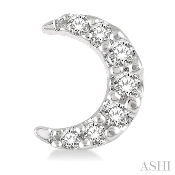 1 10 Ctw Crescent Moon Round Cut Diamond Petite Fashion Earring in 10K White Gold Online Sale