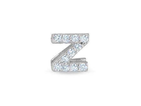 Platinum Finish Sterling Silver Micropave Z Initial Charm with Simulated Diamonds Online