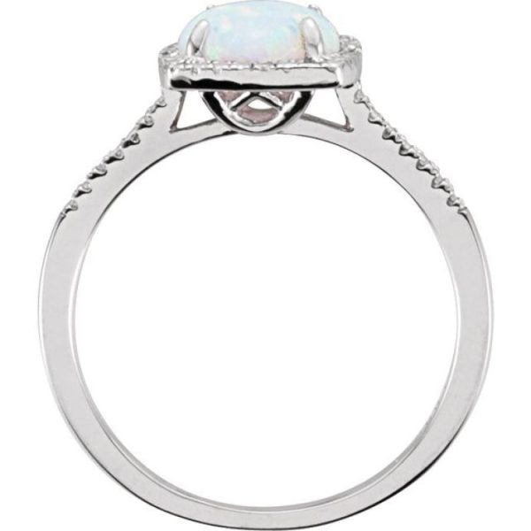 Sterling Silver Lab-Grown White Opal & .01 CTW Natural Diamond Ring Online