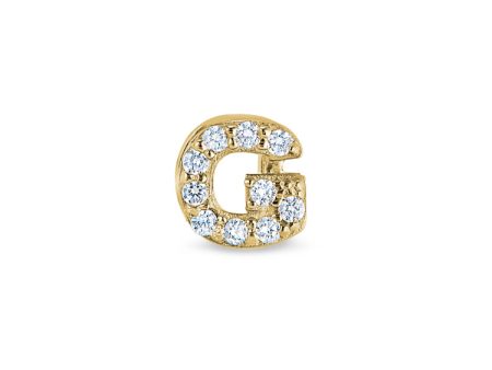 Gold Finish Sterling Silver Micropave G Initial Charm with Simulated Diamonds Supply