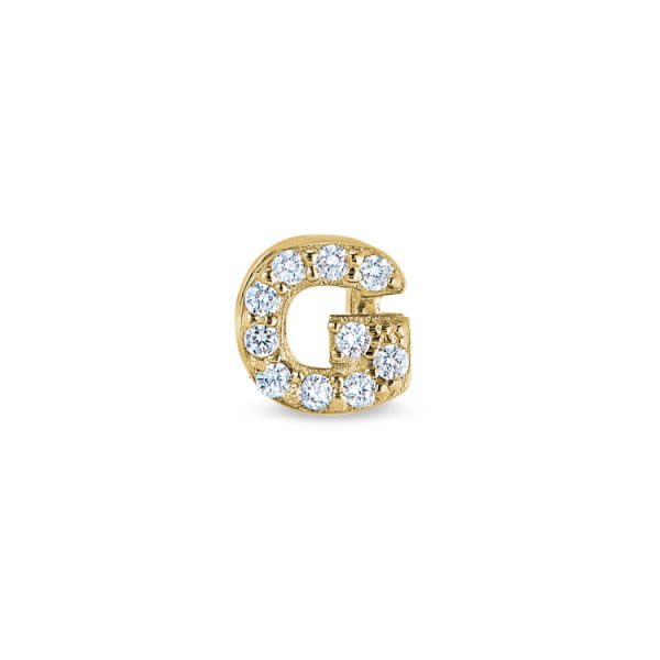 Gold Finish Sterling Silver Micropave G Initial Charm with Simulated Diamonds Supply