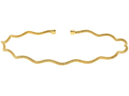 Gold Finish Sterling Silver Thin Wavy Cable Cuff Bracelet Cheap