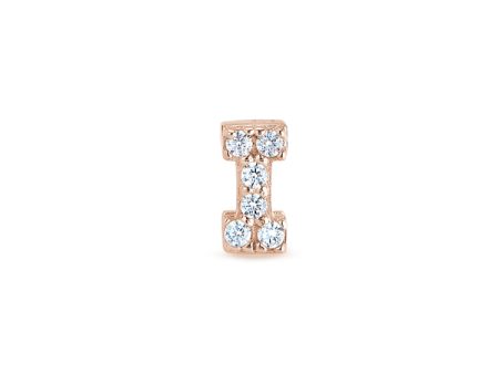 Rose Gold Finish Sterling Silver Micropave I Initial Charm with Simulated Diamonds Online