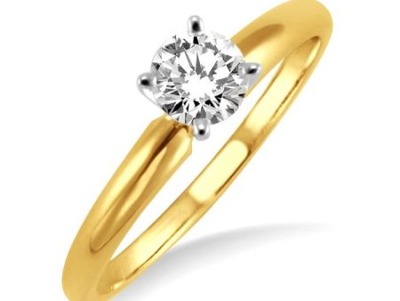 Round Cut Diamond Solitaire Ring in 14K Yellow Gold Cheap