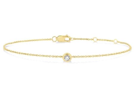 1 10 Ctw Bezel Set Round Cut Diamond Petite Fashion Bracelet in 10K Yellow Gold Sale