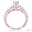 7 8 Ctw Diamond Engagement Ring with 1 2 Ct Round Cut Center Stone in 14K White and Rose Gold Online Sale