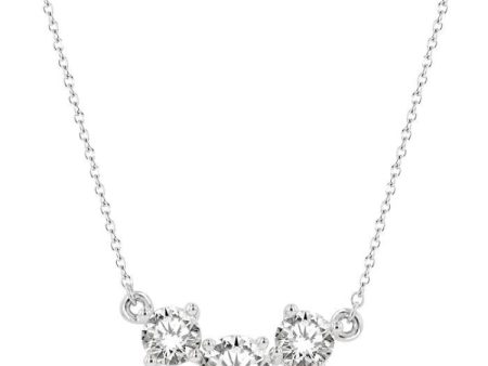 1 1 2 Ctw Three Stone Round Cut Diamond Necklace in 14K White Gold Online