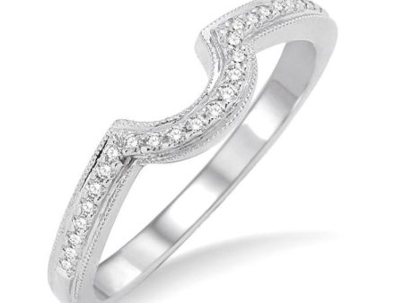 1 10 Ctw Round Cut Diamond Wedding Band in 14K White Gold Hot on Sale