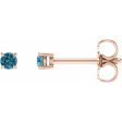 14K Rose 2.5 mm Natural Blue Zircon Stud Earrings Online Sale