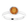 Rhodium-Plated Sterling Silver 6 mm Imitation Citrine Ring Hot on Sale