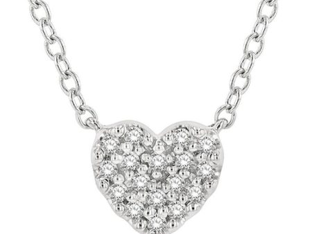 1 10 Ctw Heart Charm Round Cut Diamond Petite Fashion Pendant With Chain in 10K White Gold Cheap