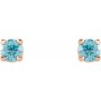 14K Rose 2.5 mm Natural Blue Zircon Stud Earrings Online Sale