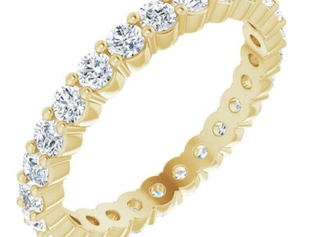 14K Yellow 3 4 CTW Natural Diamond Eternity Band Size 5 For Sale