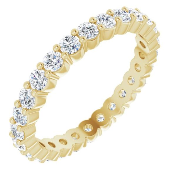 14K Yellow 3 4 CTW Natural Diamond Eternity Band Size 5 For Sale