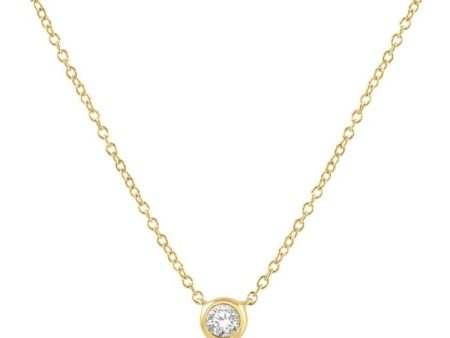 1 10 Ctw Bezel Round Cut Diamond Petite Fashion Pendant With Chain in 10K Yellow Gold Cheap