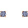 14K Rose 2.5 mm Natural Tanzanite Stud Earrings Online Hot Sale