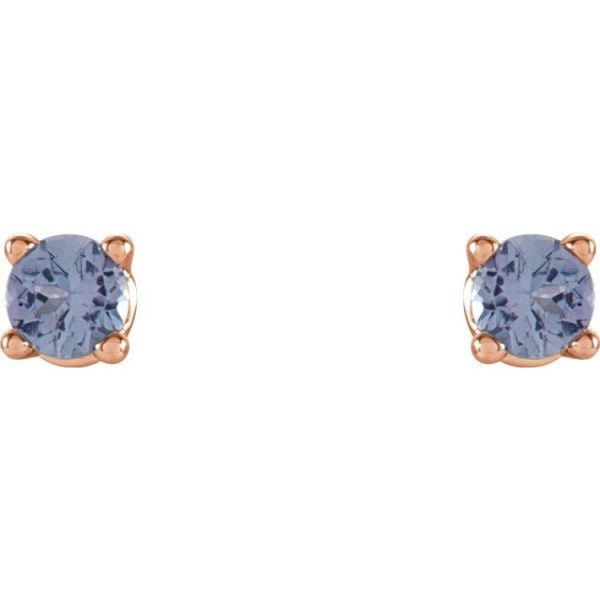 14K Rose 2.5 mm Natural Tanzanite Stud Earrings Online Hot Sale