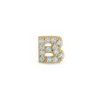 Gold Finish Sterling Silver Micropave B Initial Charm with Simulated Diamonds Cheap