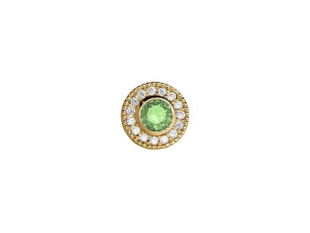 Gold Finish Finish Sterling Silver Micropave Round Simulated Peridot Charm with Simulated Diamonds for BL2300B Supply