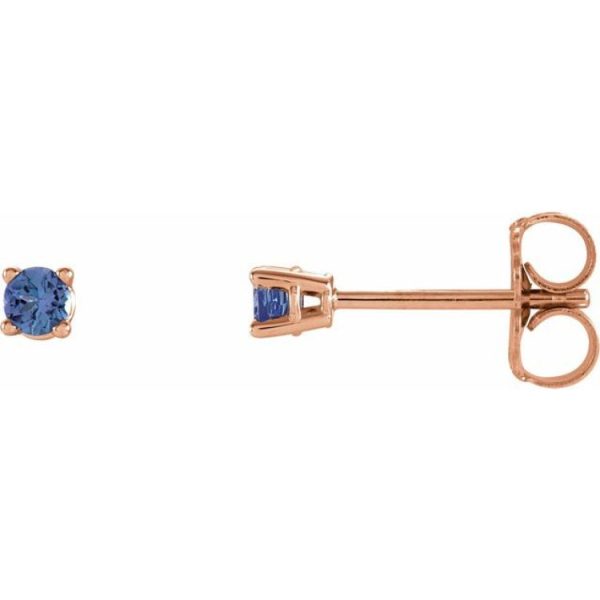 14K Rose 2.5 mm Natural Tanzanite Stud Earrings Online Hot Sale