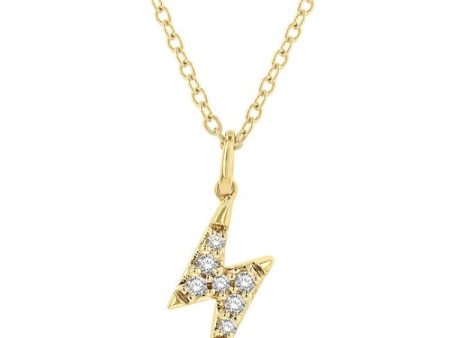 1 10 Ctw Lightning Bolt Round Cut Diamond Petite Fashion Pendant With Chain in 10K Yellow Gold on Sale