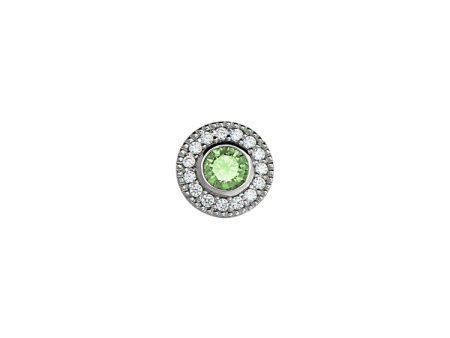 Platinum Finish Sterling Silver Micropave Round Simulated Peridot Charm with Simulated Diamonds for BL2300B Sale