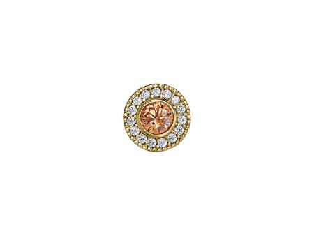 Gold Finish Finish Sterling Silver Micropave Round Simulated Citrine Charm with Simulated Diamonds for BL2300B on Sale